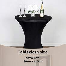 eluckya 43x32Inches Round Tablecloth, High-Quality Polyester Fabric, Available In A Variety Of Colors And Sizes, Stretchable, Washable, Wrinkle-Resistant, Suitable For Weddings, Holiday Parties, Catering Events, Kitchen Decorations, Christmas Decorations, Halloween Textiles, Banquets, Parties, Fall Decorations, Bridal Showers, Table Decorations, Thanksgiving, Home Decorations, Bars - 黑色 - 查看 7