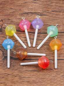 Various DIY Resin Simulated Lollipop Charms - Star, Heart, Round Shapes, Realistic Lollipop Jewelry Pendant Accessories For Bags, Bracelets, Keychains, Decorations - Multicolor - View 4