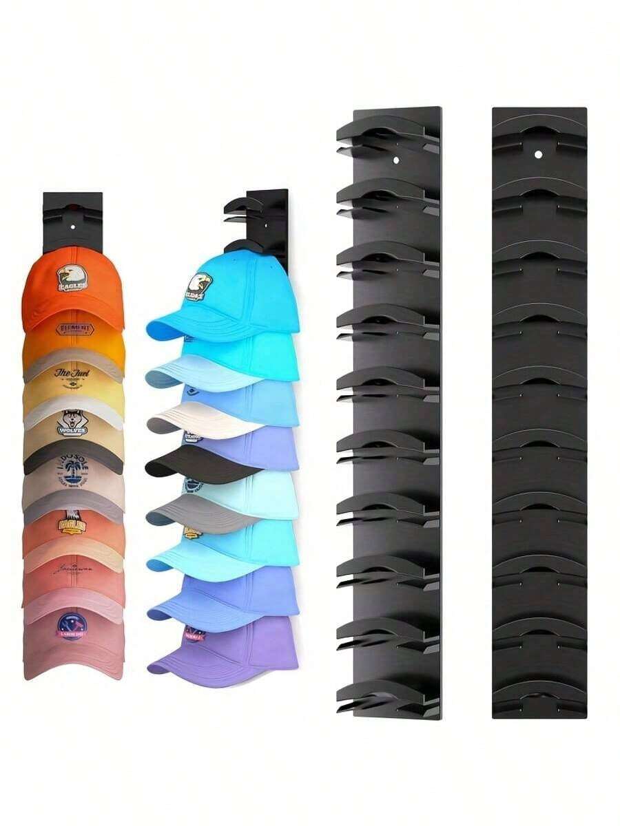 Baseball Cap Organizer 1 Piece, Wall Mounted Hat Rack With Strong Adhesive, Holds Up To 10 Hats, Hangs On Wall, Behind Door, Door Frames, Closet, Can Be Displayed And Stored, Beautiful And Practical, Hat Organizer Multi-Layer Two Mounting Methods (Black)