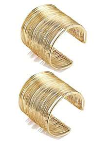 2 Pcs Cuff Bangle Bracelet For Women Open Wide Wire Bracelets Gold Wrist Cuff Wrap Bracelet Adjustable