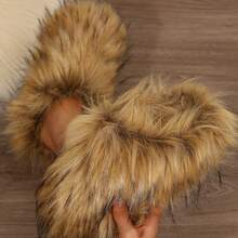 Womens Slippers Fuzzy Short Boots Shoes Bedroom Slippers Autumn Winter Shoes Slippers Cotton Fuzzy Slippers Comfy Faux Fluffy Slippers Soft Comfy Memory Foam Indoor House - 棕色 - 查看 3