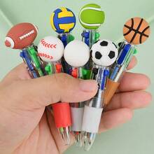4-In-1 Multi-Color Sports Ball Pen, Suitable For Office, Sports Enthusiasts, Back To School Gifts, Football Parties, Parties, Office Supplies, Sports Themed Accessories, Fun Stationery, Smooth Writing, Plastic Pen, Writing Tool, Replaceable Refill, Sports Fans, Office Employee Christmas Gifts - Multicolor - View 3