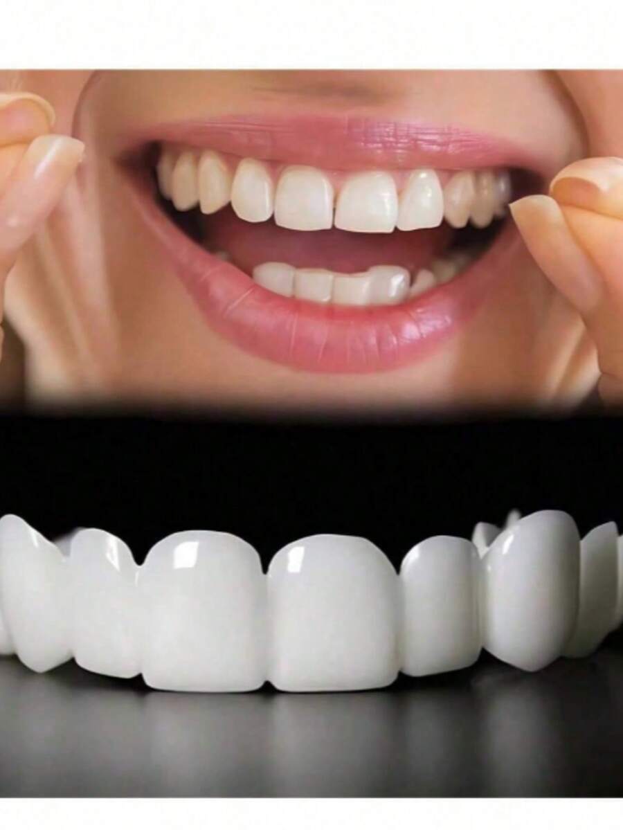 1 套 2 件假牙、餐具、用于缺失或蛀牙的牙齿美白，男女通用