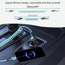 FCV 4-In-1 Coiled Multi 65W USB-C Charging Cable, Secure-Slide No-Loss Adapters, Slim Tips Fit Thick Cases, Lightning End Reinforced, PD Fast Charging, Compatible With CarPlay, [The Light On The Charging Port Does Not Affect Charging] - Multicolor - View 2