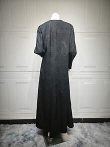 女士简约纹理提花长袖外套，春夏黑色 - 黑色 - 查看 6