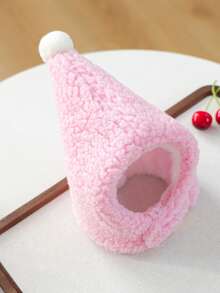 1pc Pet Dog Cat Happy Puppy Small Dog Teddy Pomeranian Cute Casual Comfortable Accessory Lamb Wool Warm Hat - Pink - Pink - View 6