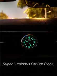 1pc Luminous Car Clock Mini Quartz Analog Dashboard Timepiece, Universal Stick-On Vehicle Watch With Glowing Numbers, Non-Rechargeable Button Battery Included