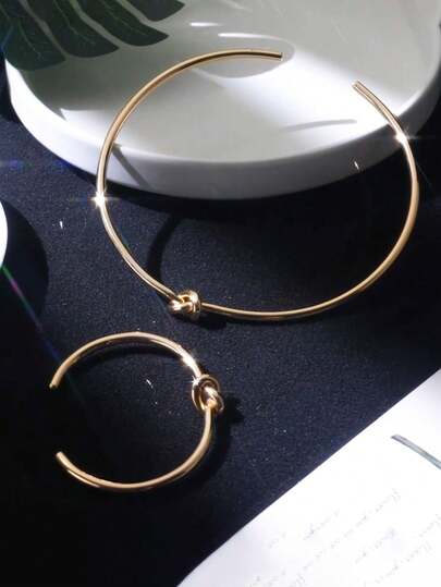 1 Set de Joyería Minimalista con Collar y Pulsera Anudados, Adecuado para Uso Diario de Mujeres