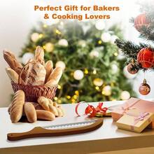 Bread Knife Homemade Bread U2013 16 Walnut Bow Bread Cutter With Ultra - Serrated Stainless Steel Blade, Sourdough Bread Knife Bagels, Baguettes, And Rustic Loaves - Walnut Color - 胡桃木色 - 查看 7