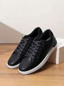 Men's Fashion Sneakers Casual Dress Skate Shoes Lace Up Oxfords Street Style Daily Wear Comfort Versatile For Daily, Outdoor, Commute, Comfortable Couple Shoes - 黑色 - 查看 3