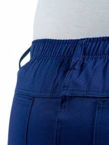 Half-Cos Heavy Denim Operational Work Pants Pockets Professional Construction Uniform - Navy Blue - View 5