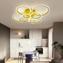 現代環扣式 LED 吸頂燈，8 環可選，3 色可調光，金/黑/白色，客廳臥室室內居家裝飾吸頂燈 - 彩色 - 查看 1