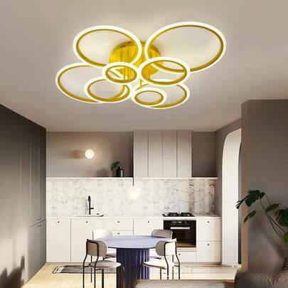 1pc Modern Simple Black/White/Gold 8-Light Flush Mount Ceiling Light, LED 3-Color Dimmable, Suitable For Bedroom, Living Room, Dining Room, Study, Closet, Hotel, Clothing Store, Bar Counter... This Product Does Not Include Wall Switch And Remote Control.
