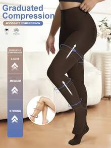 Damen 15-20 mmHg dicke, warme Kompressionsformwäsche Strumpfhose, Hüftanhebung, Beinformung, enge Leggings für Herbst & Winter