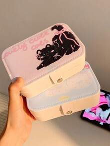 1pc Jewelry Box With Cute Cat & Dog Design, High Capacity Jewelry Organizer Box For Earrings, Necklaces, Rings, Portable Jewelry Storage Box