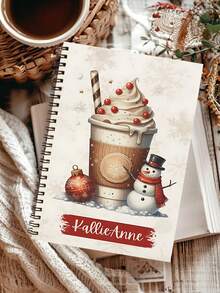 OBOVAY 1pc Customized Personalized Christmas Notebook, Can Customize Photos And Text, Personalized Photo Notebook, Brown And Gold Christmas Photo Scrapbook, Suitable For Daily Use, Party Decoration, Ideal Gift For Friends And Family, Makezbright Personalized Gift, Customizable Photo Decor, Customized Christmas Decor - Multicolor - View 3