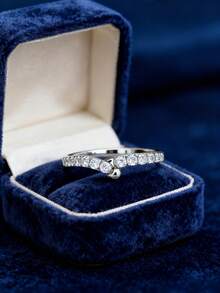 Stylever 1 Stück exquisiter V-förmiger Ring Damenschmuck für Frauen 925er Sterling Silber einfach mit Zirkonia besetzt Ring Feiner Schmuck für Mädchen Geburtstagsgeschenke für den Alltag Dating Dekoration