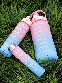 2L Or 750ml Or 280ml Large Capacity Pink Gradient PC Water Bottle, Sports And Fitness Portable Straw Cup, For Home And Travel Outdoor Use
