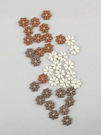 30/100 件 13 毫米可爱刺绣迷你花朵布贴，服装鞋袜盒装饰配件，用于发夹制作和家居装饰