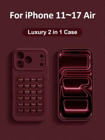  Minimalist Silicone Suction Cup Holder Case VOUVI Fashion Phone Cases Protective Case Compatible With Iphone 17, 14, 12, 11, 13, 15, 16 Pro Max, 16, 15, 14 Plus, 16 E, 17 Air Solid Color Business Minimalist Luxurious Shockproof Phone Accessories Birthday Gift Spring Anniversary