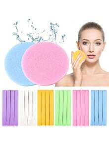 Komprimierter Gesichtsreinigungsschwamm, geeignet für Kosmetiker, komprimierter Make-up-Schwamm, runder Gesichtswaschschwamm, komprimierter Peeling-Make-up-Entfernerschwamm für Frauen, Valentinstag-Geschenk, Weihnachtsgeschenk, Schulanfang