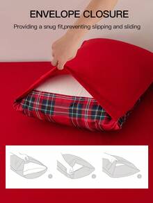 2/3pcs Red Plaid Print Fitted Sheet Set, Mattress Protector, Mattress Cover, Fits Various Bed Sizes-Twin, Full, Queen, King, Fits 9-12 Inch Deep Mattresses, Machine Washable, Suitable For Home Bedding And Student Dorm Bedding - Multicolor - View 6