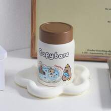 1 pieza Taza linda de 280ml, diseño de Capibara, acero inoxidable con revestimiento cerámico, mantiene las bebidas frías, compacta y portátil, taza para el desayuno, botella de agua para deportes al aire libre, de alta calidad - Multicolor - Ver 10