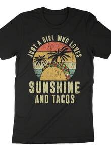 Just A Girl Who Loves Sunshine And Tacos Shirt, Taco Lovers Gift, Taco Shirt, Cinco De Mayo Shirt, Mexican Fiesta Tee, Mexican Shirt - 款式7 - 查看 1