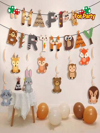 1pc Forest Animal Birthday Party Decoration Pull Flags,Cute Cartoon Fox Hedgehog Birthday Party Decoration Pull Flower Spiral Hanging Decoration,Birthday Party Decorations,Girls Birthday Boys Birthday Decoration,Baby Birthday Gifts