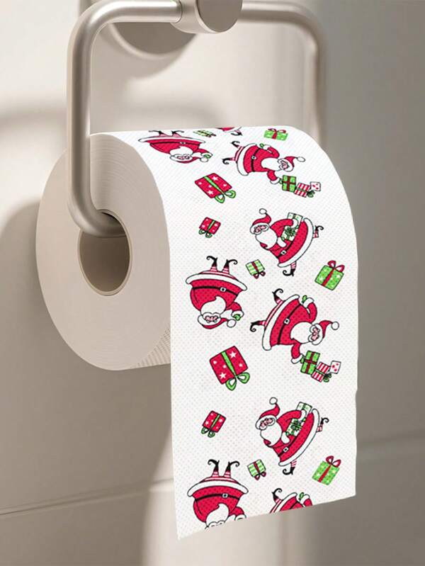 1 Roll Of Christmas Printed Rolling Paper, Christmas Toilet Paper, Kitchen Disposable Tissues, Merry Christmas Roll Paper Napkins,Santa Claus Gift Box Pattern,Napkins For Christmas Table Center Decoration, Disposable Tableware For Christmas Decoration, 2025 Christmas Home Decoration, Christmas Room Decoration, Christmas Kitchen Decoration