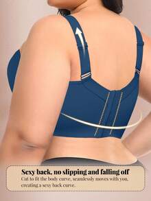 mimilemon Plus Size Seamless Smooth Minimalist Padded Bra For Women, Blue - Blue - View 6