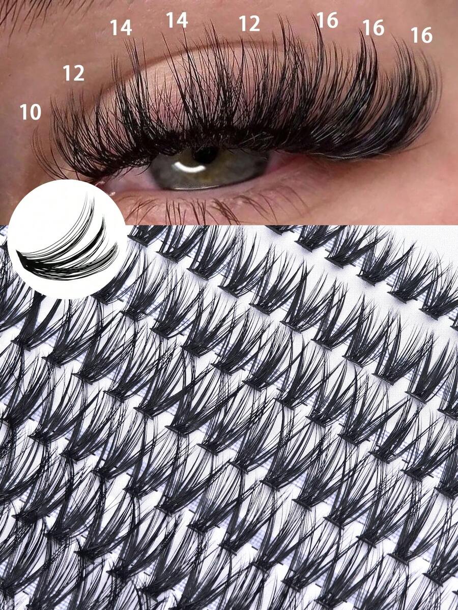 280片 40D D卷混合 9-16mm DIY簇状假睫毛 单根嫁接 自然轻盈浓密 柔软可重复使用仿貂毛假睫毛 家用沙龙专业使用 睫毛簇 - 黑色 - 查看 1