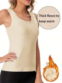 3pcs Pack Warm Undershirt, Comfortable Camisole For Indoor & Outdoor Wear, Base Layer Vest, Polyester & Spandex Blend, Apricot, Black, White - Multicolor - View 7
