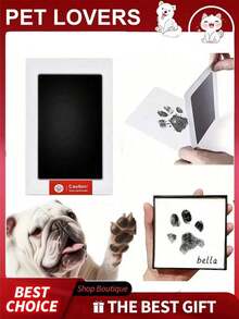 Pet Paw Print Set 2025 New Non-Contact Ink Pad, Easy Pet Paw Print Pad To Commemorate Pet Growth, Pet Footprint Ink-Pad To Preserve/Print Pet Keepsake And Dog Pet Souvenirs, Pet Footprints, Printing Pads, No Wash Ink Pads - màu đen - Xem 1