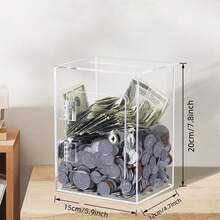 Lockable Acrylic Piggy Bank, Desktop Decoration, Christmas Or Halloween Gift, Comes With Two Keys - Clear - View 2