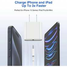 FCV Tương thích với iPhone 17 16 15. Bộ sạc nhanh Type C, bộ sạc USB C tương thích với iPhone 17 16 15 Air Pro Max kèm cáp dài 1,8m (6FT). Tương thích với iPhone 17/17 Plus/17 Pro Max/16/16 Plus/16 Pro Max/15 Pro Max/Tương thích với Pro. - Xem 5