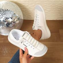 Vintage Canvas Sneakers With Roomy Toe Box,Slip On, - All-Season EVA Comfort For Home, Gym & Outdoor - trắng - Xem 4