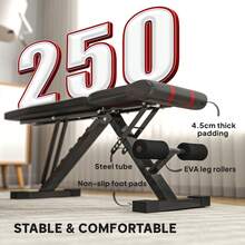 SPORTNOW Foldable Weight Bench, Adjustable Incline Flat Bench Press With 6-Level Backrest, 4-Level Seat, Leg Extension For Home Gym Workout Full Body Strength Training - Black - View 5