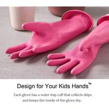 Myungjin 2Pair Reusable Multipurpose Waterproof Hand Rubber Latex GlovesDishwashing, Cleaning, Painting - rosado+rosado - Ver 6