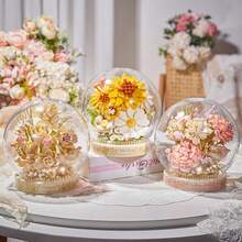 Bộ xếp hình trang trí bằng hoa nhài/hồng/tulip/dành dành/lan/anh đào/hướng dương được làm thủ công, chống bụi, chất lượng cao, thích hợp cho Ngày Valentine/Ngày của Mẹ/Giáng sinh/Sinh nhật/Lễ Tạ ơn. - Nhiều màu - Xem 6