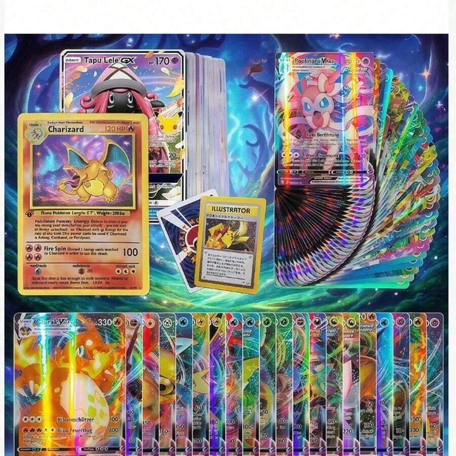 Pokemon300 Pcs ,Pokemon Cards,Cards (V Series, Vmax, GX Rare Cards), Anime Games Cards, GiftsFor Anime Fans, Adults Holiday Gifts, Party Suppliess, Holiday Accessories,﻿Set | Hot Collectible For Fans, Vibrant Holo Foil Mix | Limited Time Offer - 30% Off Today! Includes 300+ Rare Cards!"