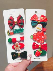 Set de 5 pinzas para el cabello con purpurina navideña para mujeres, pasadores de cabello pequeños y lindos para cabello fino, flequillo lateral, accesorios para el cabello rojos, pasadores, barrettes