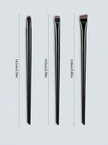 3pcs/Set Makeup Brushes Including Angled Eyeliner Brush, Eyebrow Brush, Ultra-Thin Eyeshadow Brush,Travel,Travel Essential,Valentine's Day,Cheap,Travel Makeup Brush,Gifts For Women,Makeup Artist,Professional Complete Makeup Kit - Black - View 3