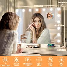 60cm Make-Up Table Mirror NEW Vanity Lighted Mirror Dimmable 3 Color - Putih - View 4
