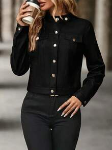 Women's Stylish Stand-Collar Long-Sleeved Sports Jacket | Mildly Sporty, Soft And Comfortable, Perfect For Casual Spring And Fall Wear - màu đen - Xem 3