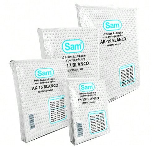 Pacote com 10 airbags autoadesivos acolchoados AK-17, brancos, dimensões internas 230x340 SAM 146176 - Branco - Ver 1