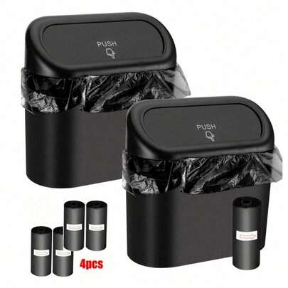 Auto Mülleimer mit Deckel, Mini Auto Mülleimer Organizer, Auto Aufbewahrungsbox mit Müllbeuteln, geeignet für Fahrzeug, Zuhause, Büro