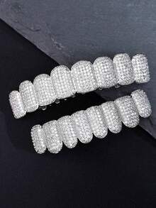 1pc/2pcs Elegant Copper Gold Plated Grillz GRILLS Teeth Teeth Braces For Halloween, Party & Easter Suitable For Men & Women - Multicolor - View 3