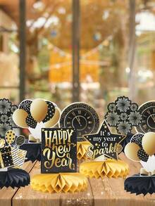 6Pcs Black Gold 2026 New Year Honeycomb Centerpieces,Happy New Year Table Ornament,New Year Party Decorations,Table Centerpiece,New Year's Eve Celebration Decor,New Year Decorations,Holiday Party Supplies - Multicolor - View 7