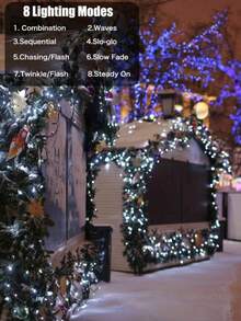 1 pieza Luz de cadena solar 20/50/100/200 LED - 8 modos, luz de hadas resistente al agua IP65, luz de cadena solar para árbol de Navidad, patio, fiesta, balcón, pared, boda, camping, casa del árbol, Halloween, Navidad, decoración de cumpleaños, adecuada para todas las estaciones, decoración interior/exterior (blanco cálido/blanco/color/morado)